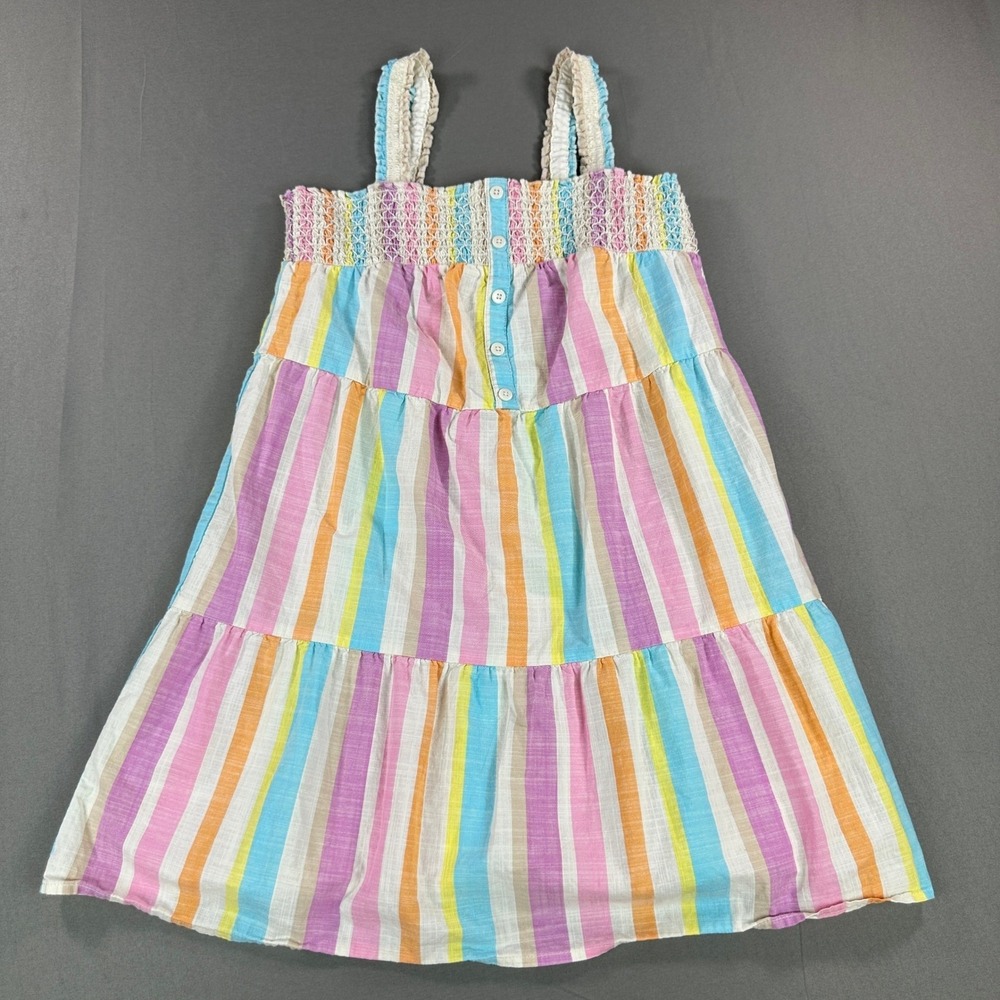 Cat & Jack Tiered Dress Girls L 10/12 Multi Color Excellent Smocked Summer Boho